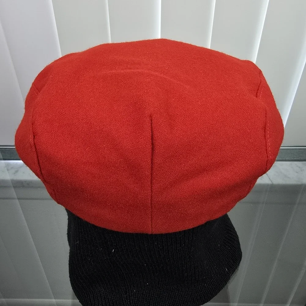 Vintage Pendleton Red Newsboy Cabbie Wool Ivy Flat Cap Hat USA‎ Made Size Large
